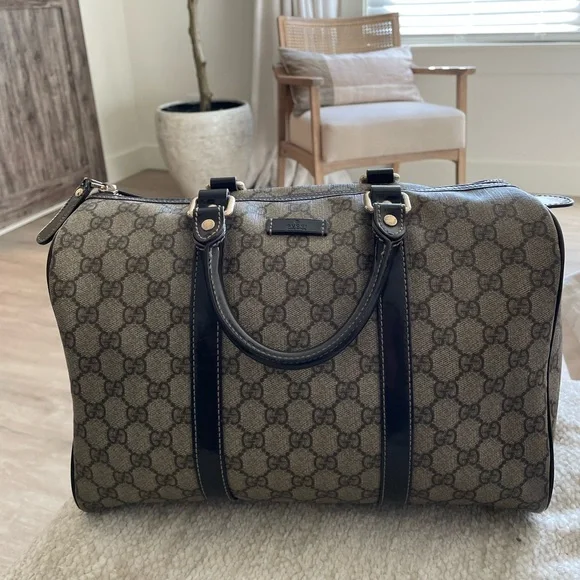 Vintage GUCCI Boston Bag in beige canvas and brown leather - Picture 17 of 17